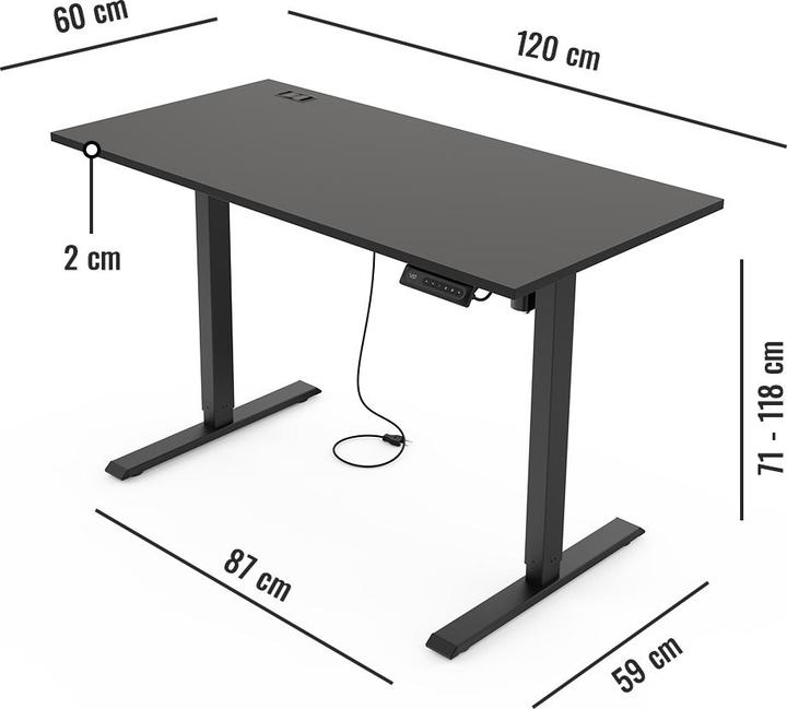 Produktbild Yaasa Desk Lite Höhenverstellbarer Schreibtisch (120 x 60 cm)