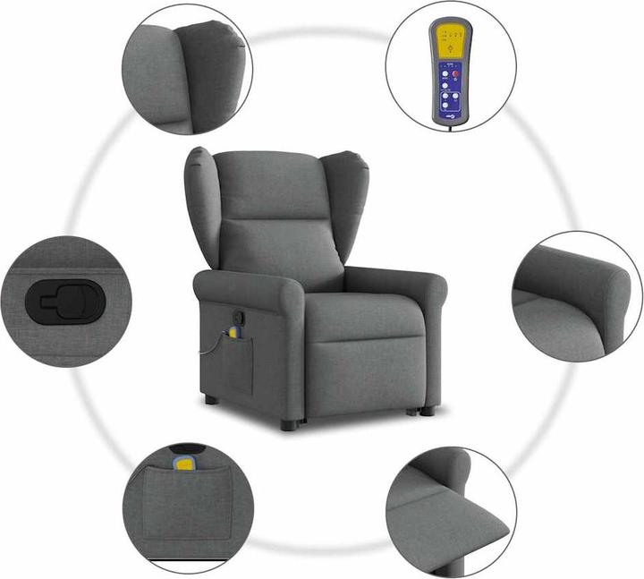 Image du produit VidaXL Fauteuil de massage releveur Gris foncé Tissu
