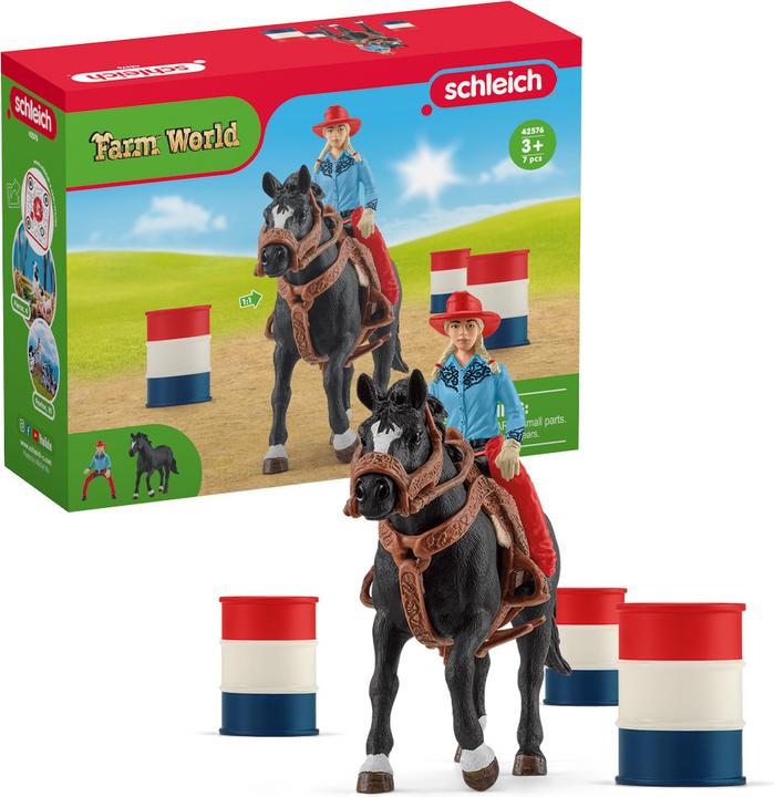 Actual product image Schleich Barrel racing with cowgirl