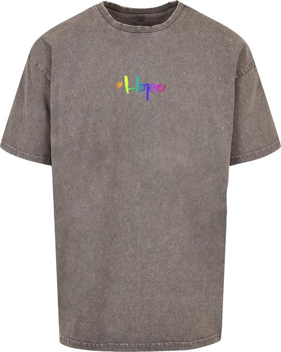 Merchcode Hope Rainbow Acid Washed Heavy Oversized Tee - 112853