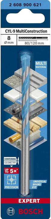 Immagine prodotto Bosch Professional Zubehör Trapano Expert CYL-9 MultiConstruction, 8 x 80 x 120 mm, d 7,2 mm (8 millimetri)