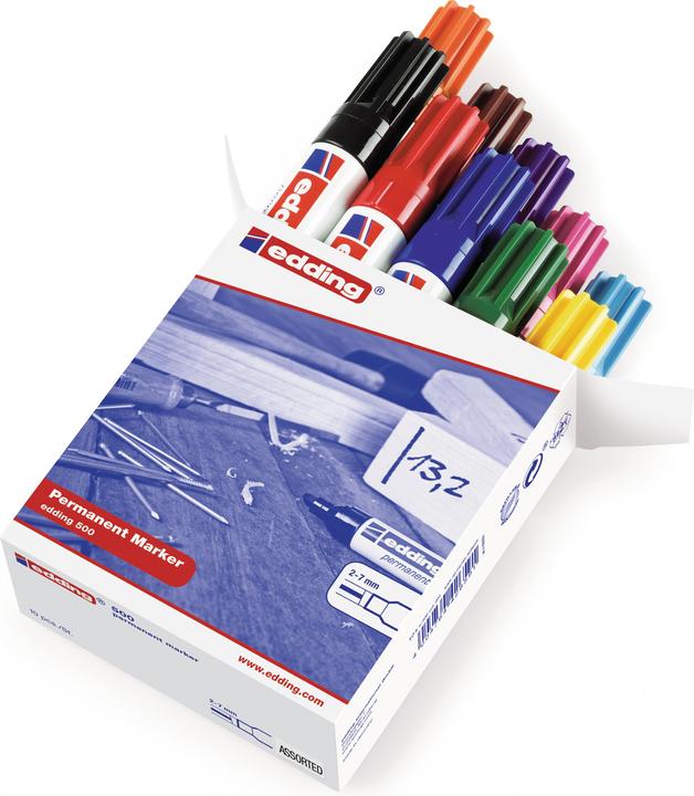 Image du produit Edding 500 (Orange, Jaune, Violet, Vert, Bleu, Pink, Noir, Rouge, Marron, Bleu clair, 2 mm, 10 x)