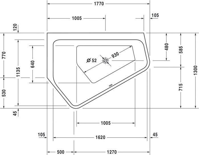 Produktbild Duravit Whirlwanne PAIOVA 5 Ecke li 205 l 1770x1300mm we Jet-System