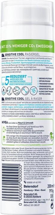 Valori nutrizionali e ingredienti NIVEA Sensitive Cool (200 ml, Gel da barba)