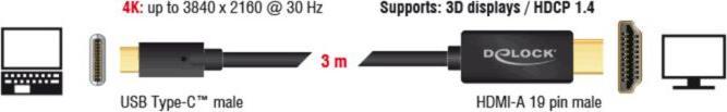 Actual product image Delock USB Typ C — HDMI (Typ A) (3 m, HDMI, USB Type C)