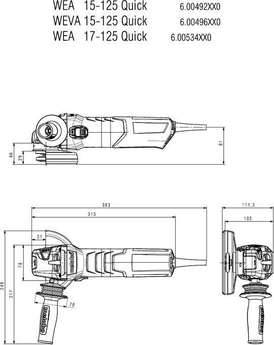 Actual product image Metabo Angle grinder WEVA 15-125 Quick carton (125 mm)