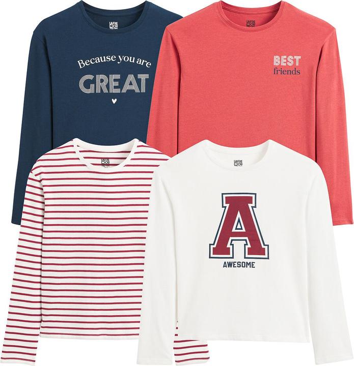 La Redoute Collections 4er-Pack Langarmshirts mit Message-Prints (110)