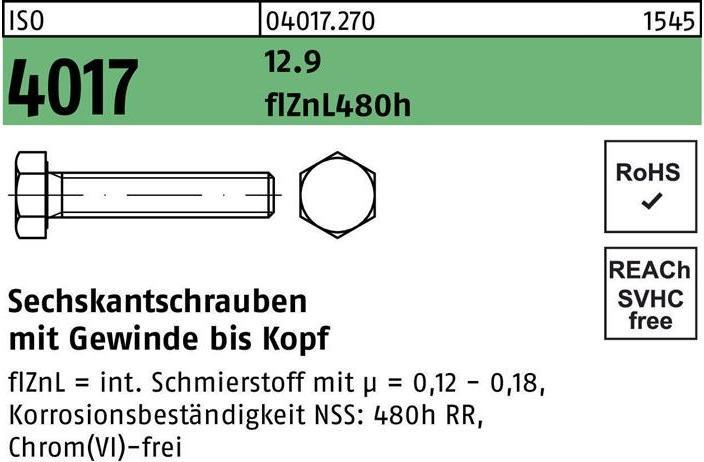 Produktbild Bufab Sechskantschraube ISO 4017 VG M 8 x 25 12.9 flZnL 480h zinklamellenbesch. (200 Schrauben pro Stück)
