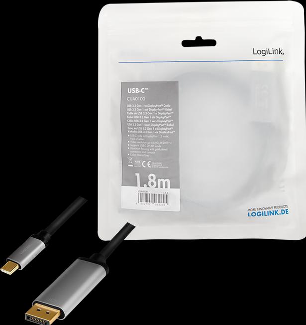 Produktbild LogiLink USB-/DisplayPort-Kabel (1.80 m, DisplayPort)
