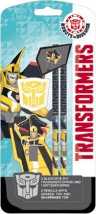 Actual product image Transformers 2 pencils with eraser and sharpener topper (2 x)