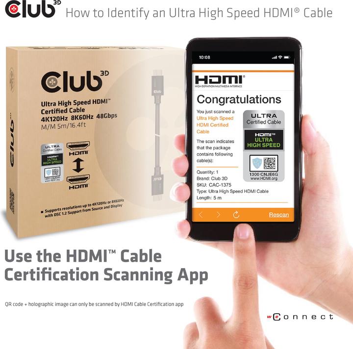 Immagine prodotto Club 3D HDMI (tipo A) - HDMI (tipo A) (5 m, HDMI)
