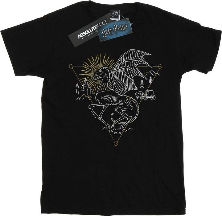 Actual product image Girls Thestral Line Art Cotton T-Shirt (128)
