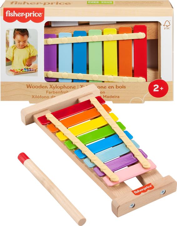 Actual product image Fisher-Price colourful xylophone with wooden hammer game (Multilingual)