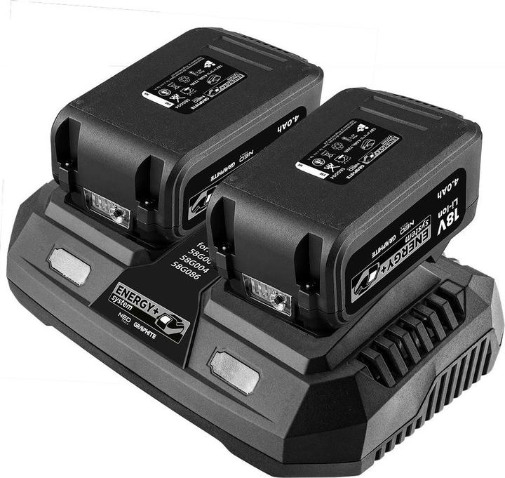 Produktbild Graphite Zestaw Energy+: 2x akumulator 4 Ah z ładowarką podwójną 58GE134 (18 V)