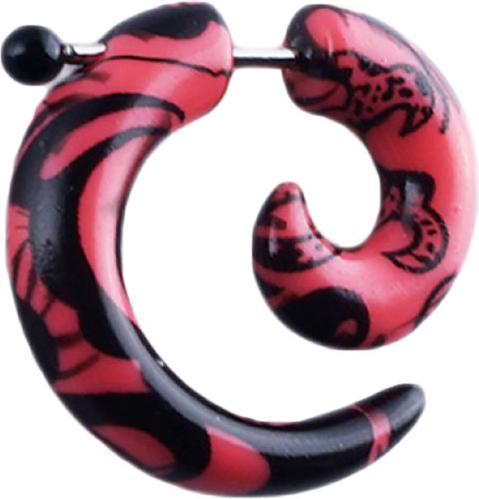 Produktbild Star Piercing Fake Spirale pink mit schwarzer Bemalung (Acryl, ohne Messing)