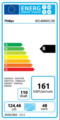 Energy Label Philips BDL4988XC/00 Professional Display (1920 x 1080 pixels, 49")