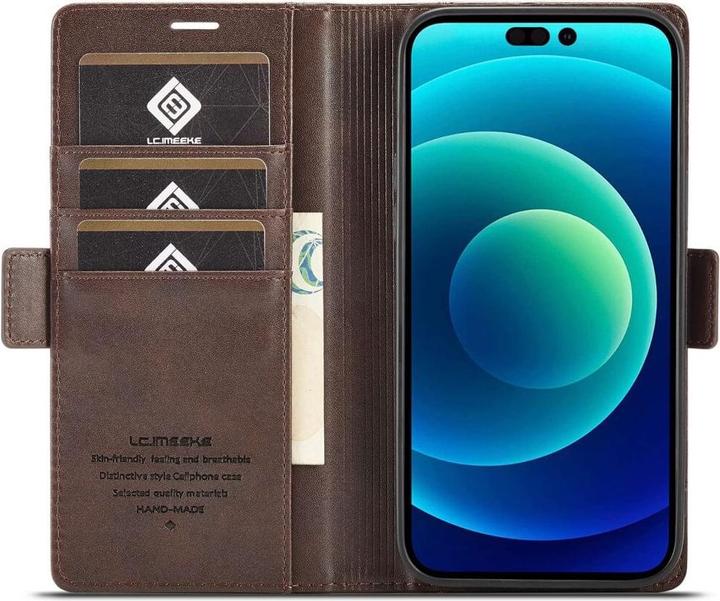 Produktbild Cover-Discount iPhone 14 Pro - Stand Flip Case Hülle braun (Apple iPhone 14 Pro)