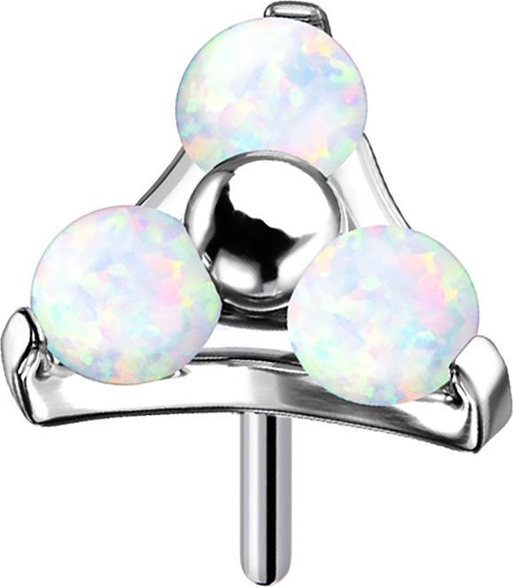 Produktbild Star Piercing Threadless silber Dreieck drei Opale weiss (Titan G23, ohne Messing)