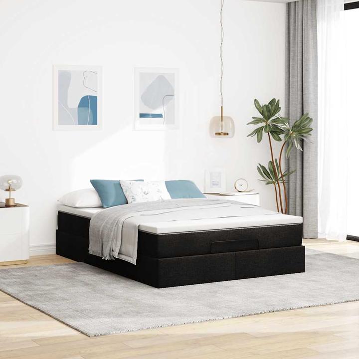 Immagine prodotto VidaXL Ottomana con materasso nero 140x200 cm in tessuto (140 x 200 cm)