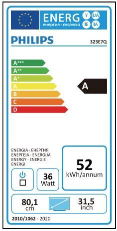 Energy Label Philips E-line 323E7QDAB/00 (1920 x 1080 pixels, 31.50")