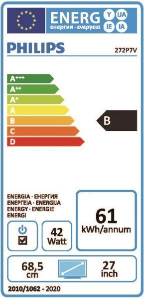 Energie-Label Philips P-line 272P7VPTKEB (3840 x 2160 Pixel, 27")