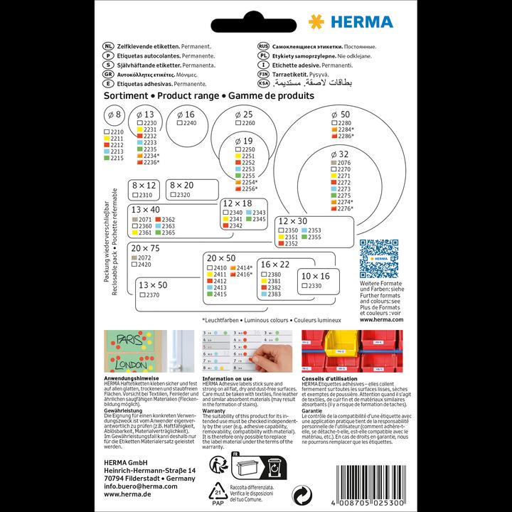 Image du produit Herma Étiquettes à usage multiple