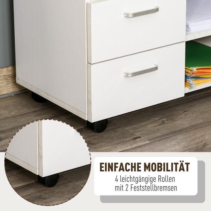 Produktbild Homcom Mobile Kommode mit zwei Bremsen an den Rollen (35 x 60 x 65 cm)