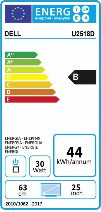 Energie-Label Dell U2518d (2560 x 1440 Pixel, 25")
