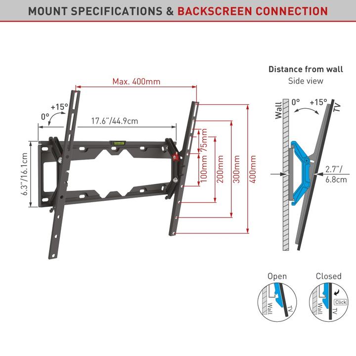Immagine prodotto Barkan Supporto da parete per TV E310+ (Muro, 65", 50 kg)