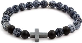Beneto Agate and hematite bead bracelet MINK60 - Length: 17 cm (17 cm)