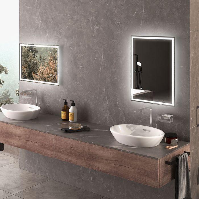 Immagine prodotto Swisshandel24 Specchio da bagno, specchio da bagno con luce LED, 80 x 60 cm Specchio da parete, specchio (50 x 70 x 4 cm)