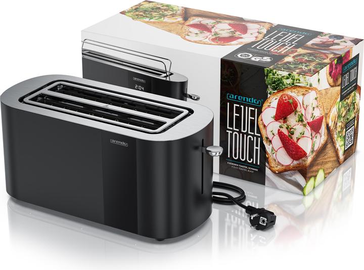 Immagine prodotto Arendo Toaster Edelstahl 4 Scheiben Langschlitz, Restzeit & Bräunungsgradanzeige, Touch Display, 1500 W (Spina UE)