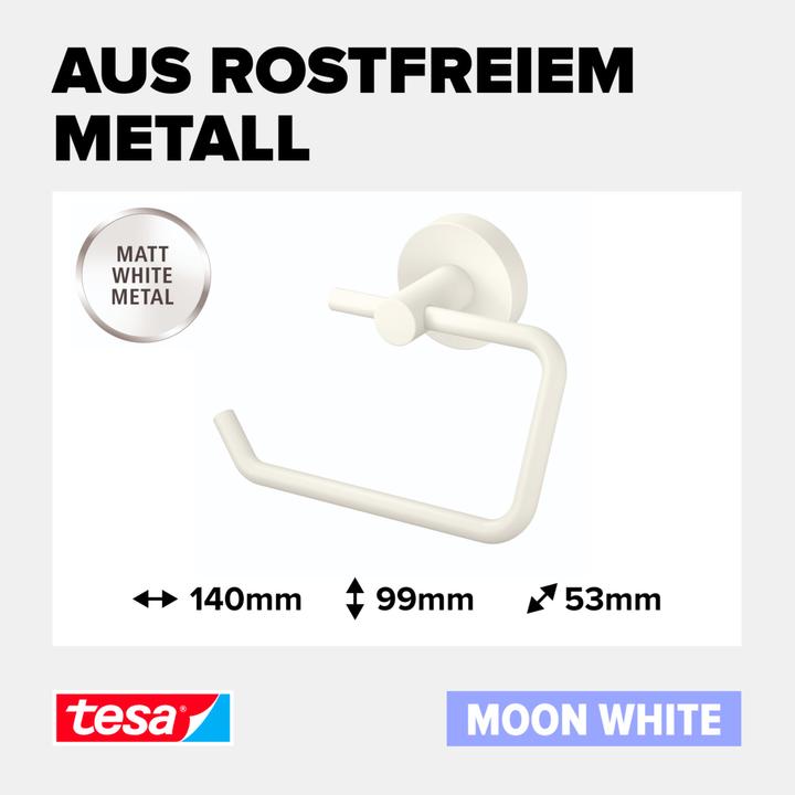 Image du produit tesa MOON WHITE Support de rouleau de papier toilette avec solution adhésive sans perçage