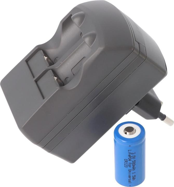 Produktbild AccuCell CR123A 2fach Ladegerät inklusive 2 Stück Li-ion Akkus CR123A (2 Stk., CR123A, 500 mAh, Ladegerät inkl. Akku)