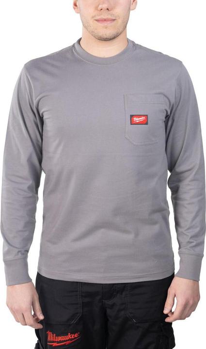 Actual product image GCS T-shirt with long sleeve pocket - Light grey Wtlsgr-L (L)
