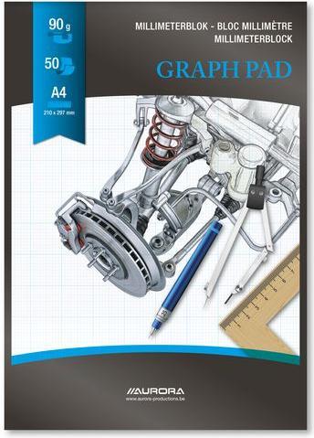 Actual product image Aurora Sketchbook Glued DIN A4 Chequered Paper Blue, White Not perforated (A4, Checked)