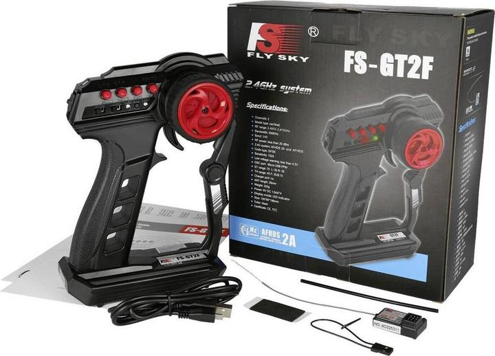 Actual product image Fly Sky FlySky FS-GT2F pistol grip remote control 2.4 GHz Number of channels: 2 incl. receiver