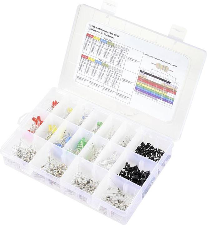 Image du produit Tru Components LED câblées rouge, jaune, bleu, jaune-vert, blanc chaud, blanc froid rond 55 mcd, 330 mcd