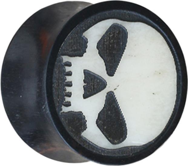 Star Piercing Flared Plug Knochen Schädel aus Eisenholz (ohne Messing, Titan G23)