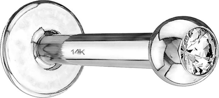 Star Piercing Labret 14k weissgold mit Kugel und Kristall silber (ohne Messing, 14k Gold)