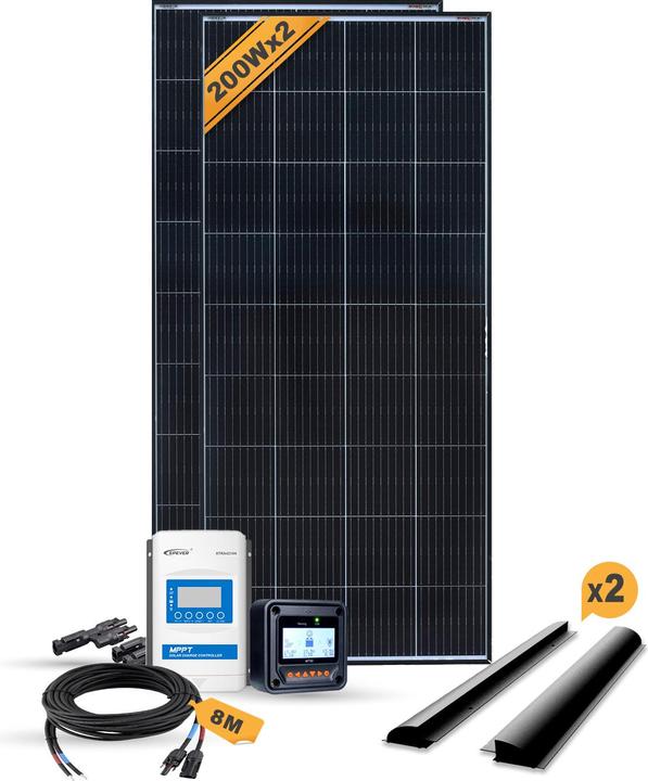 Enjoy solar Wohnmobil Monokristallin Set - 400W/12V Basic (ALU schwarz) (200 W)