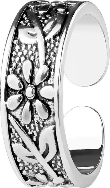 Produktbild Star Piercing Ring silber mit Blume und Blätter (Messing)