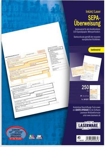Nährwerte und Zutaten Sigel Laserware Bankformulare SEPA-Überweisung Bankneutral DIN A4 (250 x)