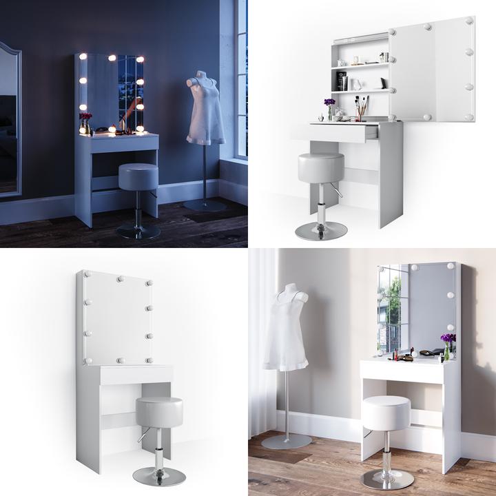 Produktbild Vicco Melle mit Hocker und Beleuchtung (68 x 42 x 155 cm)