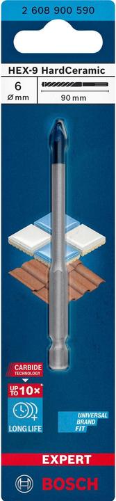 Produktbild Bosch Professional Zubehör EXPERT HEX-9 HardCeramic Bohrer, 6 x 90 mm (6 Millimeter)