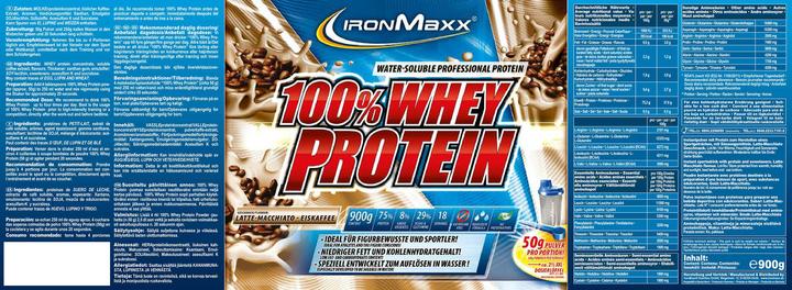 Produktbild IronMaxx 100% Whey Protein (900g Dose) (Latte, Macchiato, 1 Stk., 900 g)