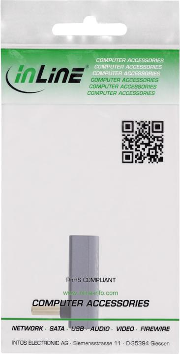 Produktbild InLine USB4 Adapter, USB-C Stecker/Buchse oben/unten gewinkelt, Aluminium, grau (USB Typ-C)