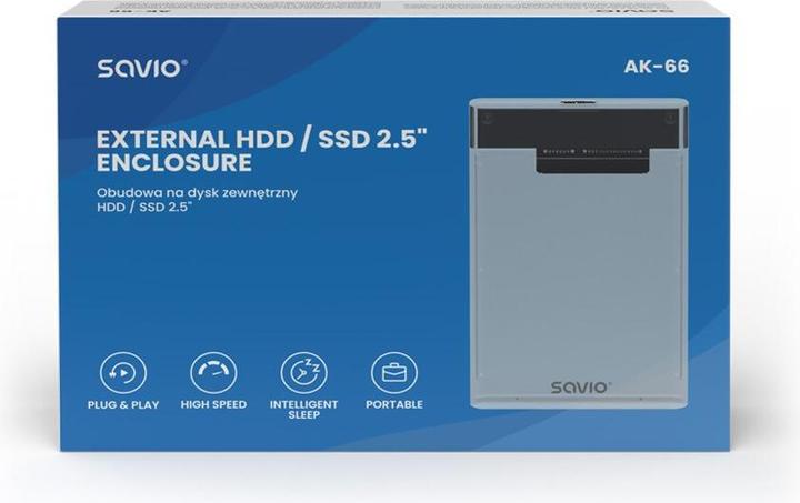 Produktbild Savio 2.5 Externes HDD/SSD-Gehäuse USB 3.0 transparent AK-66 (2.5")