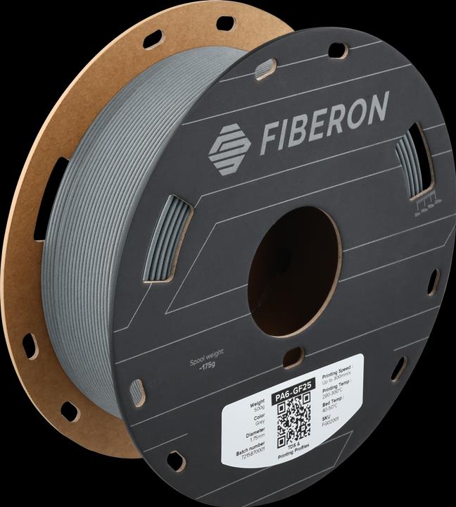 Produktbild Polymaker Fiberon™ PA6-GF25 (Nylon, 1.75 mm, 500 g, Grau)