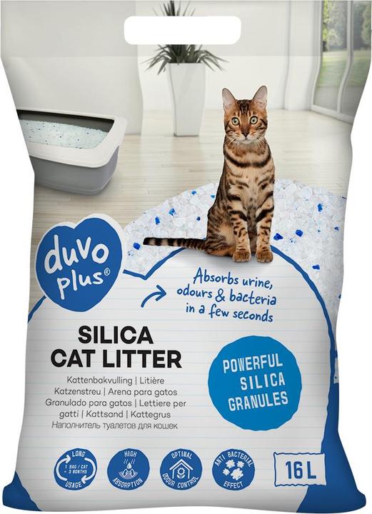 Actual product image Duvoplus + Silica Premium Cat Litter Odourless 16 l (Non-clumping, Fast absorbing, Neutralizing, Non-dusting, 6.40 kg)
